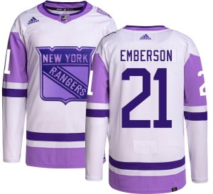 Men's New York Rangers Ty Emberson Adidas Authentic Hockey Fights Cancer Jersey -