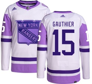 Men's New York Rangers Julien Gauthier Adidas Authentic Hockey Fights Cancer Jersey -