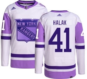 Men's New York Rangers Jaroslav Halak Adidas Authentic Hockey Fights Cancer Jersey -