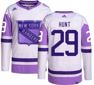 Men's New York Rangers Dryden Hunt Adidas Authentic Hockey Fights Cancer Jersey -