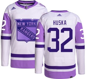 Men's New York Rangers Adam Huska Adidas Authentic Hockey Fights Cancer Jersey -