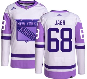 Men's New York Rangers Jaromir Jagr Adidas Authentic Hockey Fights Cancer Jersey -