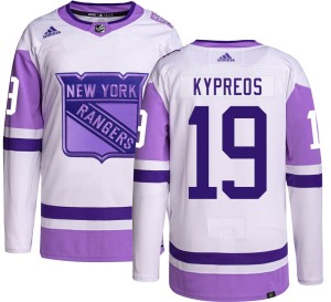Men's New York Rangers Nick Kypreos Adidas Authentic Hockey Fights Cancer Jersey -
