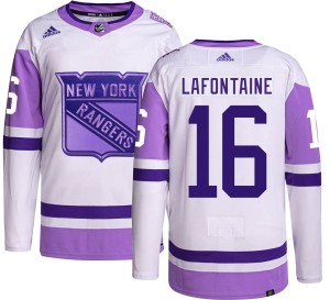 Men's New York Rangers Pat Lafontaine Adidas Authentic Hockey Fights Cancer Jersey -
