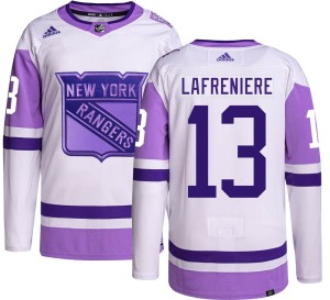 Men's New York Rangers Alexis Lafreniere Adidas Authentic Hockey Fights Cancer Jersey -