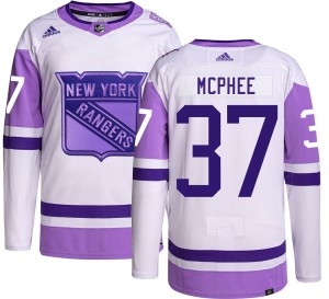 Men's New York Rangers George Mcphee Adidas Authentic Hockey Fights Cancer Jersey -