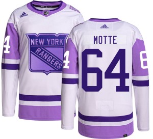 Men's New York Rangers Tyler Motte Adidas Authentic Hockey Fights Cancer Jersey -