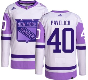 Men's New York Rangers Mark Pavelich Adidas Authentic Hockey Fights Cancer Jersey -