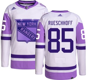Men's New York Rangers Austin Rueschhoff Adidas Authentic Hockey Fights Cancer Jersey -