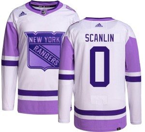 Men's New York Rangers Brandon Scanlin Adidas Authentic Hockey Fights Cancer Jersey -