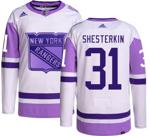Men's New York Rangers Igor Shesterkin Adidas Authentic Hockey Fights Cancer Jersey -