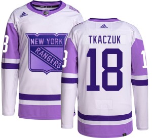 Men's New York Rangers Walt Tkaczuk Adidas Authentic Hockey Fights Cancer Jersey -