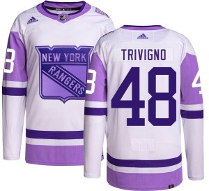 Men's New York Rangers Bobby Trivigno Adidas Authentic Hockey Fights Cancer Jersey -