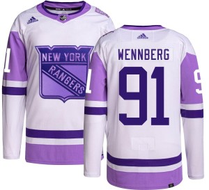 Men's New York Rangers Alex Wennberg Adidas Authentic Hockey Fights Cancer Jersey -