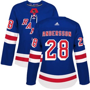 Women's New York Rangers Lias Andersson Adidas Authentic Home Jersey - Royal Blue
