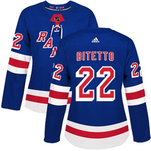 Women's New York Rangers Anthony Bitetto Adidas Authentic Home Jersey - Royal Blue