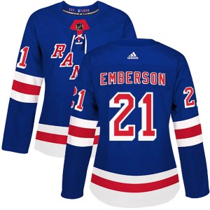 Women's New York Rangers Ty Emberson Adidas Authentic Home Jersey - Royal Blue