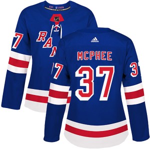 Women's New York Rangers George Mcphee Adidas Authentic Home Jersey - Royal Blue