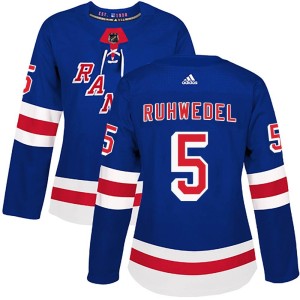 Women's New York Rangers Chad Ruhwedel Adidas Authentic Home Jersey - Royal Blue