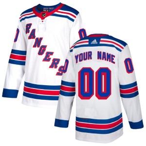 Youth New York Rangers Custom Adidas Authentic Jersey - White