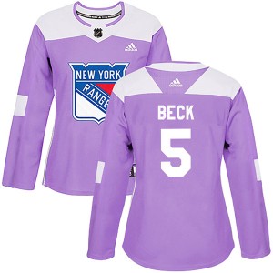 Women's New York Rangers Barry Beck Adidas Authentic Fights Cancer Practice Jersey - Purple