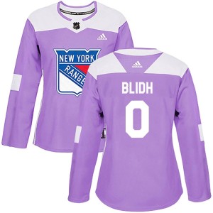 Women's New York Rangers Anton Blidh Adidas Authentic Fights Cancer Practice Jersey - Purple