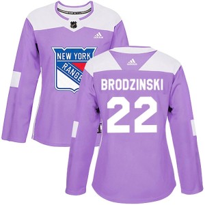 Women's New York Rangers Jonny Brodzinski Adidas Authentic Fights Cancer Practice Jersey - Purple