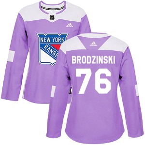 Women's New York Rangers Jonny Brodzinski Adidas Authentic Fights Cancer Practice Jersey - Purple
