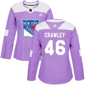 Women's New York Rangers Brandon Crawley Adidas Authentic ized Fights Cancer Practice Jersey - Purple