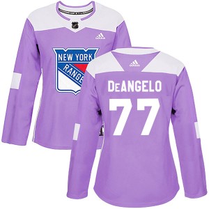 Women's New York Rangers Tony DeAngelo Adidas Authentic Fights Cancer Practice Jersey - Purple