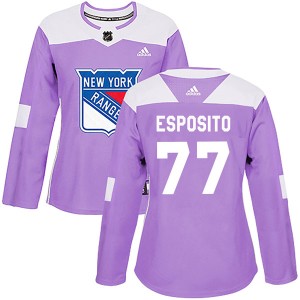 Women's New York Rangers Phil Esposito Adidas Authentic Fights Cancer Practice Jersey - Purple