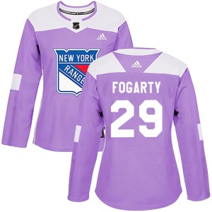 Women's New York Rangers Steven Fogarty Adidas Authentic Fights Cancer Practice Jersey - Purple