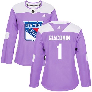 Women's New York Rangers Eddie Giacomin Adidas Authentic Fights Cancer Practice Jersey - Purple