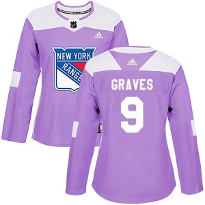 Women's New York Rangers Adam Graves Adidas Authentic Fights Cancer Practice Jersey - Purple