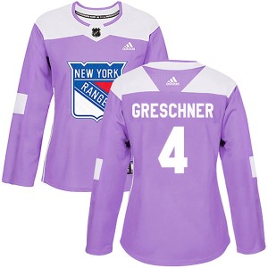 Women's New York Rangers Ron Greschner Adidas Authentic Fights Cancer Practice Jersey - Purple