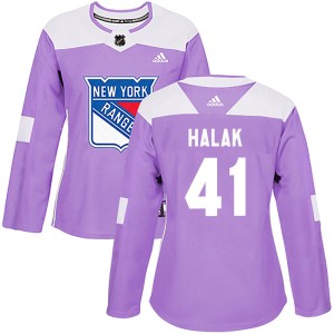Women's New York Rangers Jaroslav Halak Adidas Authentic Fights Cancer Practice Jersey - Purple