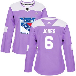 Women's New York Rangers Zac Jones Adidas Authentic Fights Cancer Practice Jersey - Purple