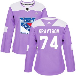 Women's New York Rangers Vitali Kravtsov Adidas Authentic Fights Cancer Practice Jersey - Purple