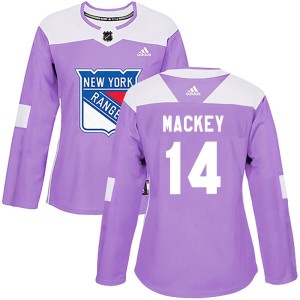 Women's New York Rangers Connor Mackey Adidas Authentic Fights Cancer Practice Jersey - Purple