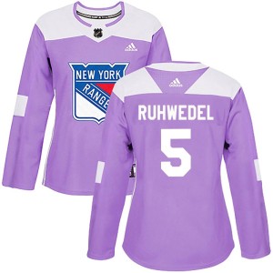 Women's New York Rangers Chad Ruhwedel Adidas Authentic Fights Cancer Practice Jersey - Purple