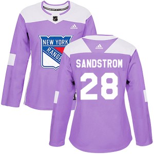 Women's New York Rangers Tomas Sandstrom Adidas Authentic Fights Cancer Practice Jersey - Purple