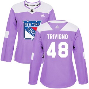 Women's New York Rangers Bobby Trivigno Adidas Authentic Fights Cancer Practice Jersey - Purple