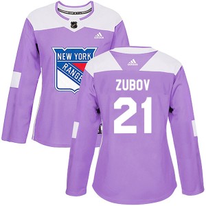 Women's New York Rangers Sergei Zubov Adidas Authentic Fights Cancer Practice Jersey - Purple