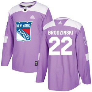 Youth New York Rangers Jonny Brodzinski Adidas Authentic Fights Cancer Practice Jersey - Purple