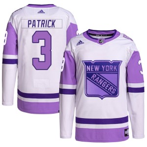 Men's New York Rangers James Patrick Adidas Authentic Hockey Fights Cancer Primegreen Jersey - White/Purple