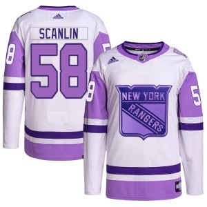 Men's New York Rangers Brandon Scanlin Adidas Authentic Hockey Fights Cancer Primegreen Jersey - White/Purple