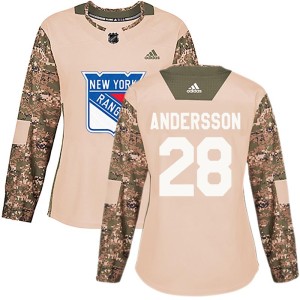 Women's New York Rangers Lias Andersson Adidas Authentic Veterans Day Practice Jersey - Camo