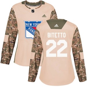 Women's New York Rangers Anthony Bitetto Adidas Authentic Veterans Day Practice Jersey - Camo