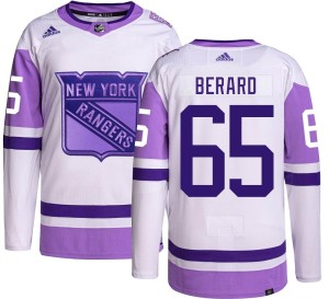 Youth New York Rangers Brett Berard Adidas Authentic Hockey Fights Cancer Jersey -