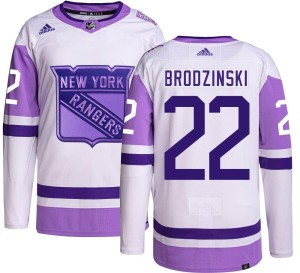 Youth New York Rangers Jonny Brodzinski Adidas Authentic Hockey Fights Cancer Jersey -